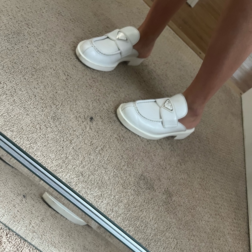 Prada White Loafer Mules size 7 - Picture 3 of 10